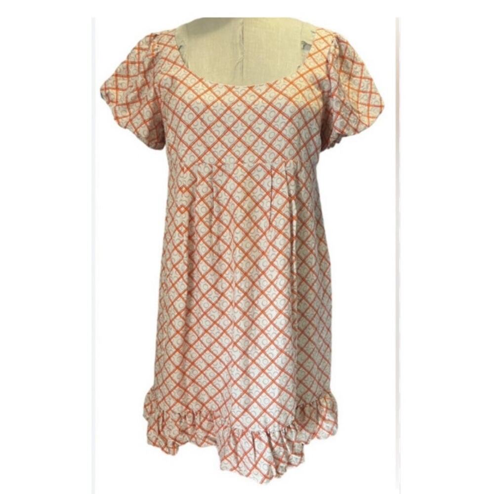 JUICY COUTURE Women's Silk Babydoll Dress Size 6 Empire Waist Bubble Hem Orange